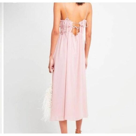 Anthopology O.P.T. One Pretty Time Pink Gigi Chiffon Midi Dress in Blush… - Picture 4 of 9